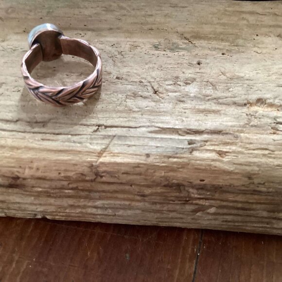 Sterling Silver, Copper and Turquoise Stackable Ring - Picture 4 of 6
